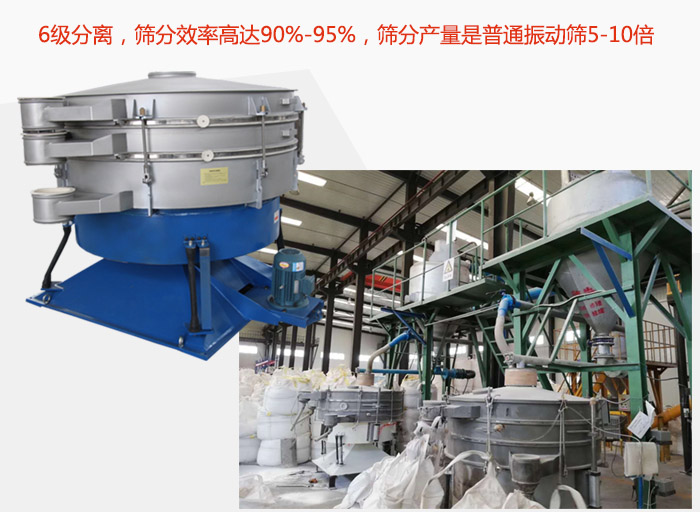 搖擺篩采用6級分離，篩分效率高達90%-95%，篩分產量是普通振動篩5-10倍