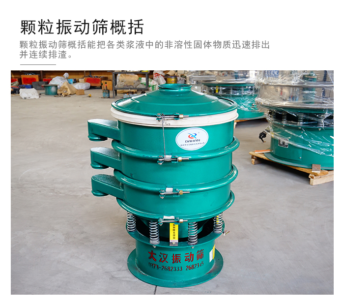 顆粒式振動篩是針對顆粒狀物料進行研發的，由于顆粒的形狀有很多的不同所以，廠家在清網裝置方面進行提升效率。